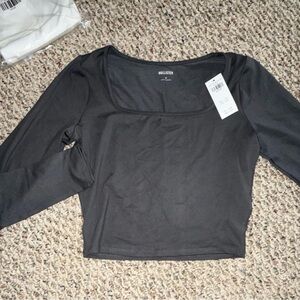 Hollister Black Square Neck Cropped Long Sleeve Top Bundle